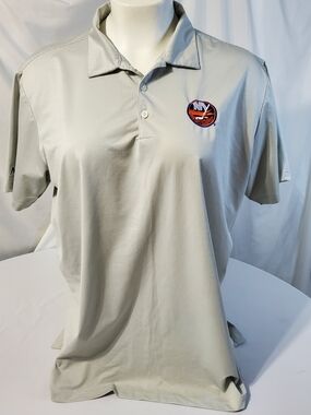 Antigua EUC Light Gray Stay Dry New York Islanders NHL Hockey Men's Polo Sz 2XL